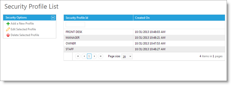 SecurityProfileList